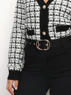 Outlet La Modeuse Cardigan en tweed à boutons dorés