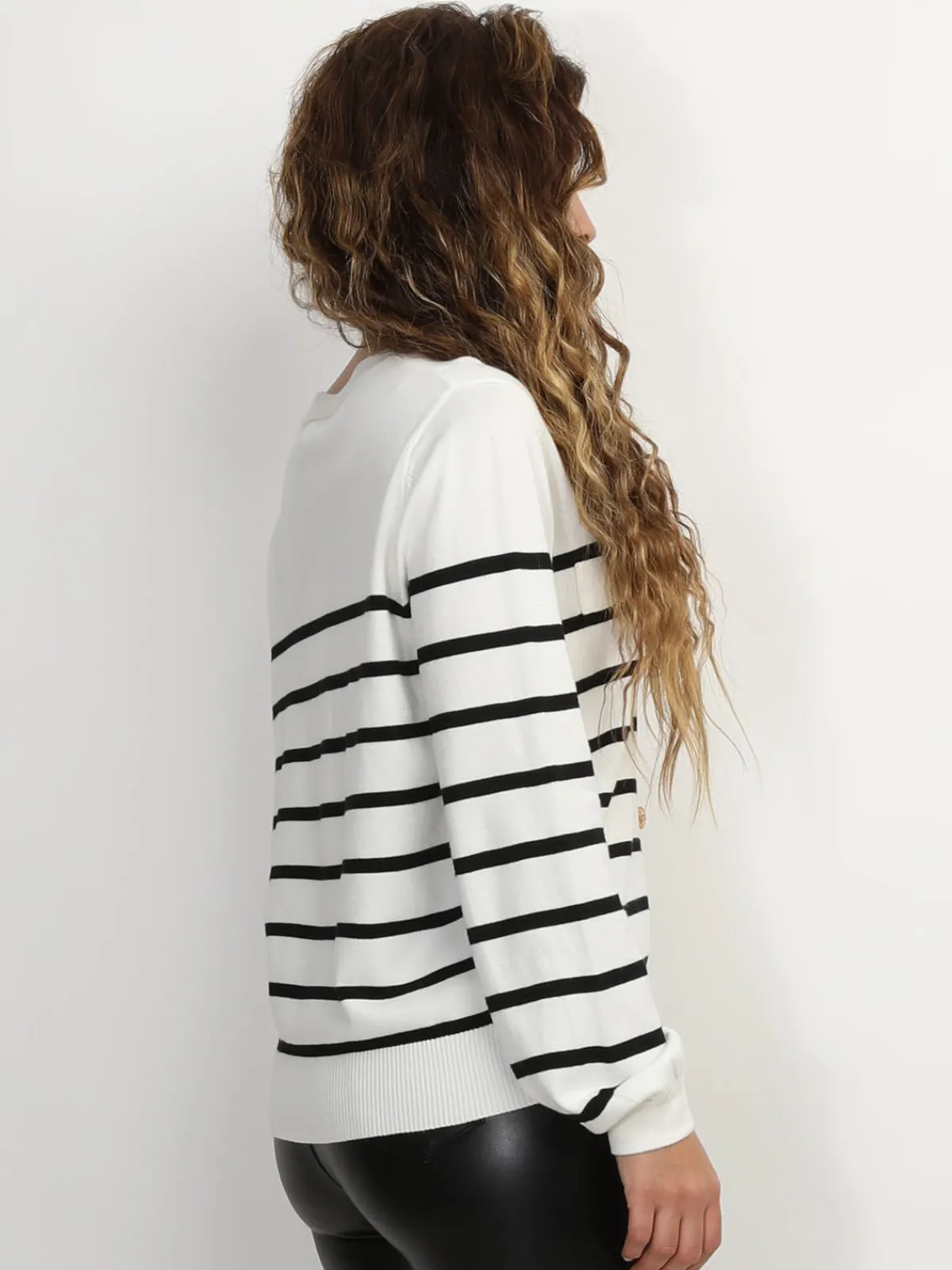 Best La Modeuse Cardigan marinière à boutons style officier Blanc