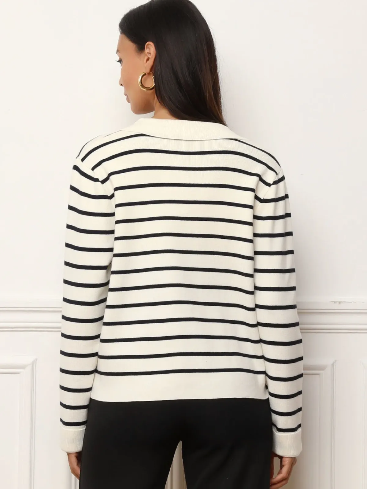 Outlet La Modeuse Cardigan marinière à col polo Blanc