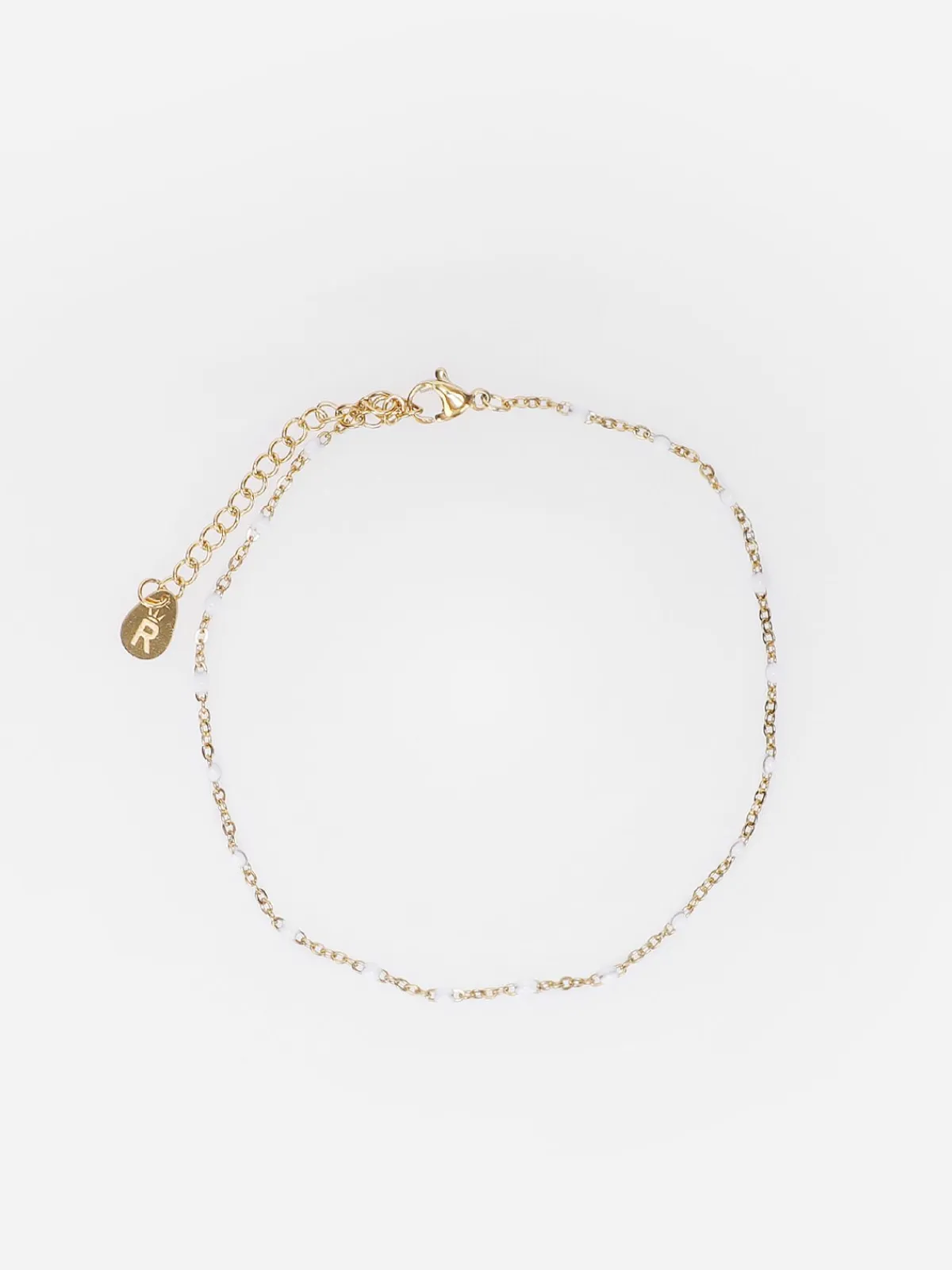 La Modeuse Chaine de cheville à perles Blanc