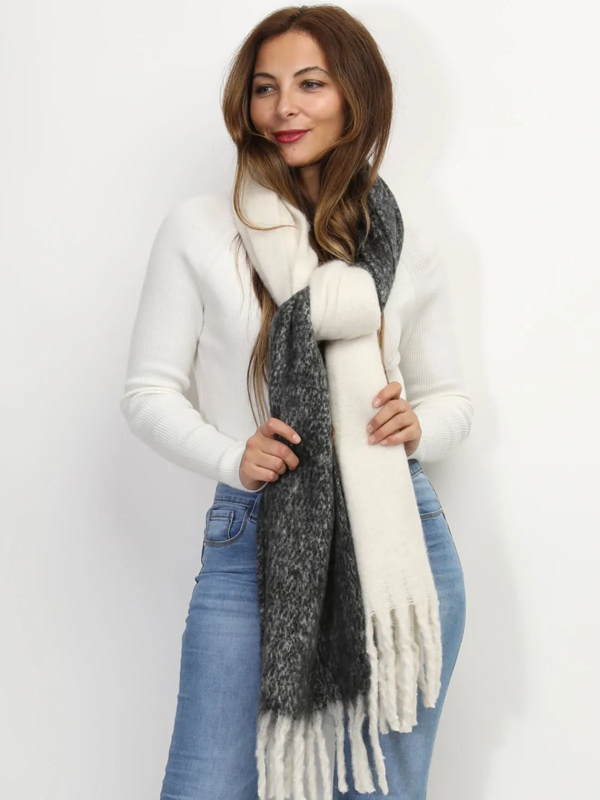 Sale La Modeuse Écharpe duveteuse bicolore