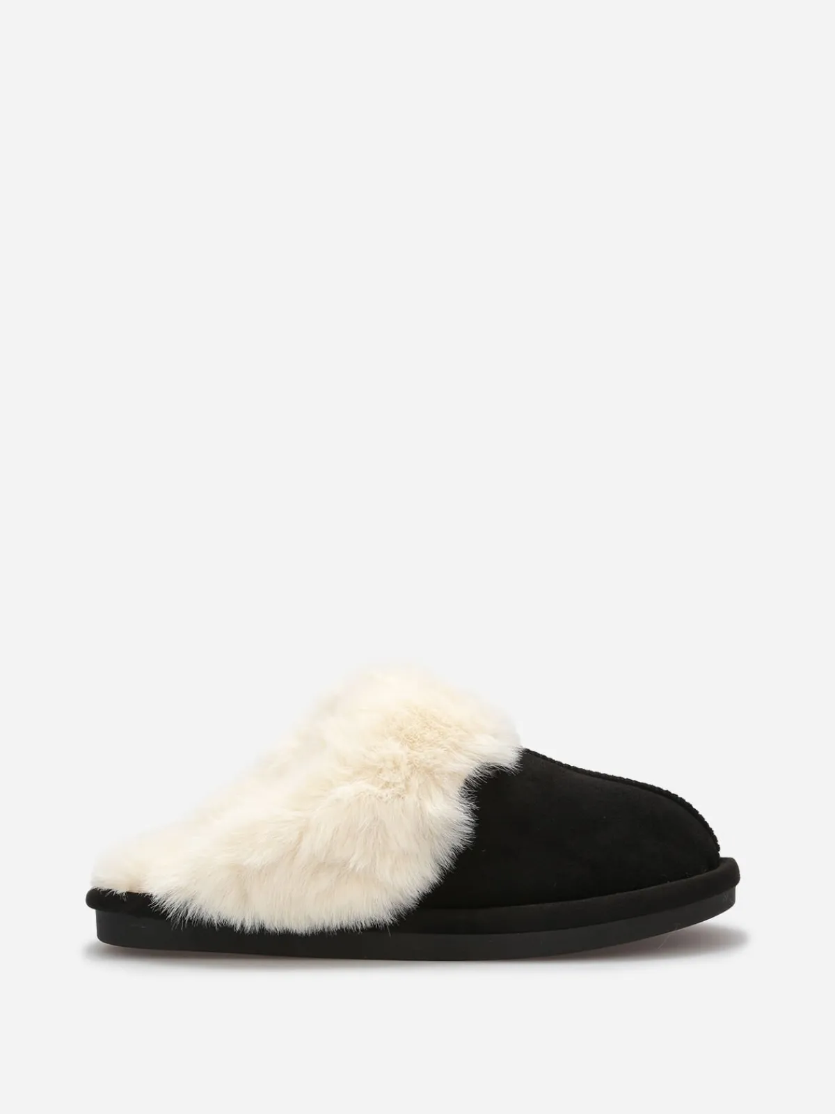 Clearance La Modeuse Chaussons en suédine fourrés Noir