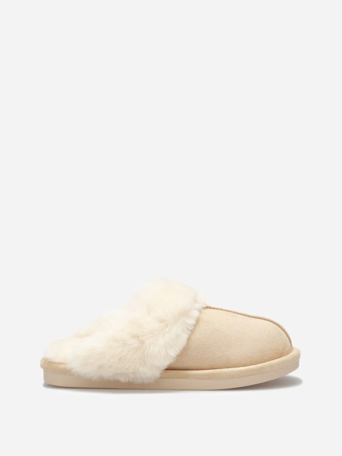 Discount La Modeuse Chaussons en suédine fourrés Beige