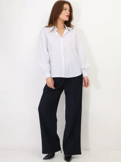 La Modeuse Chemise à fines rayures Blanc