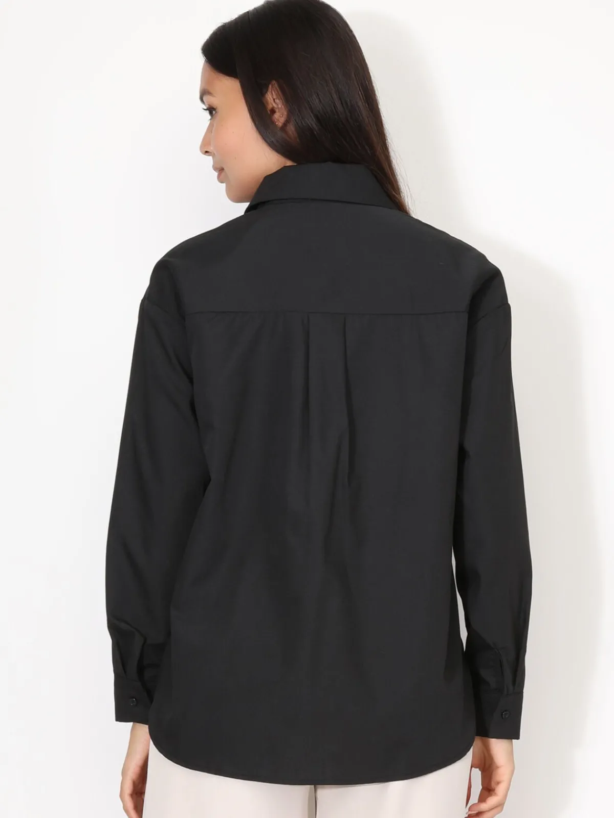 Discount La Modeuse Chemise ample à fleur plissée XXL Noir