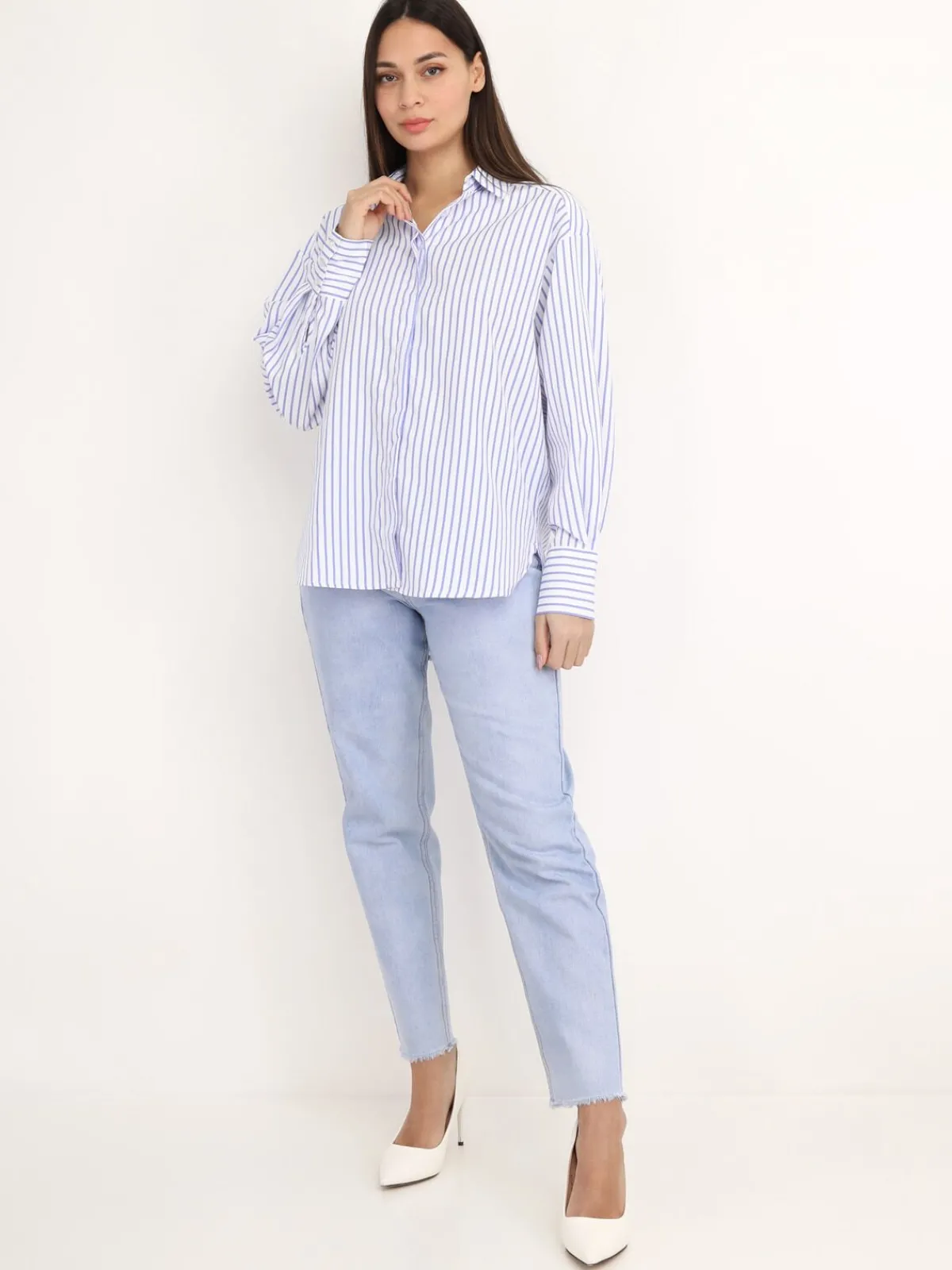 Best La Modeuse Chemise asymétrique à rayures Blanc