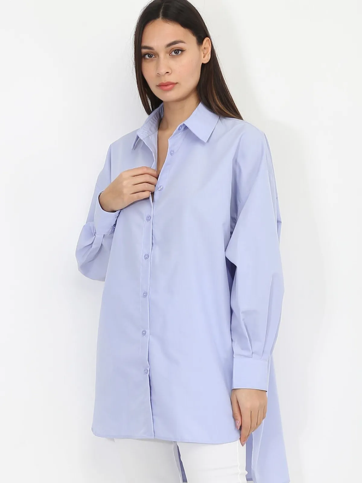 Clearance La Modeuse Chemise asymétrique ample BleuClair