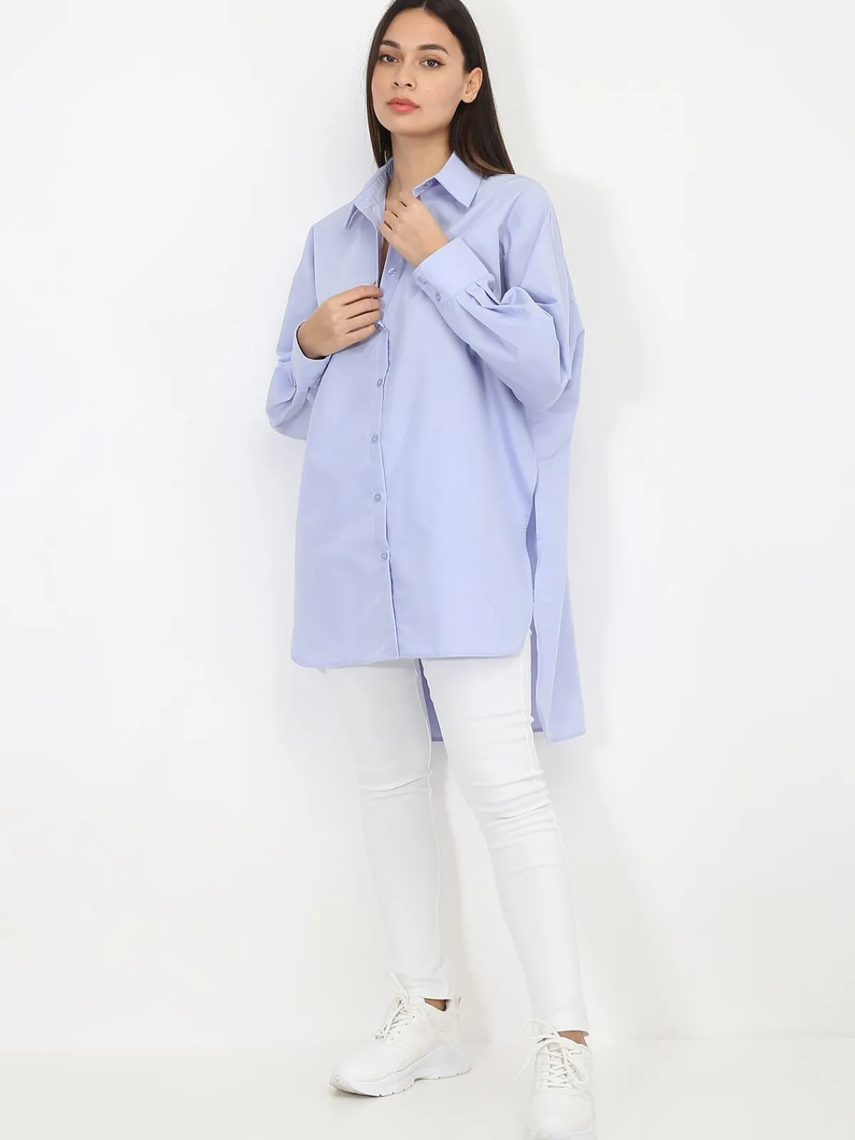 Clearance La Modeuse Chemise asymétrique ample BleuClair