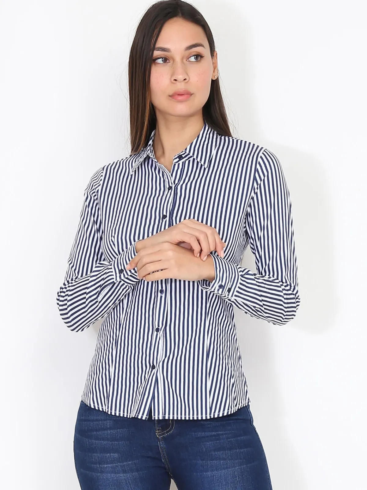 La Modeuse Chemise cintrée rayée BleuMarine