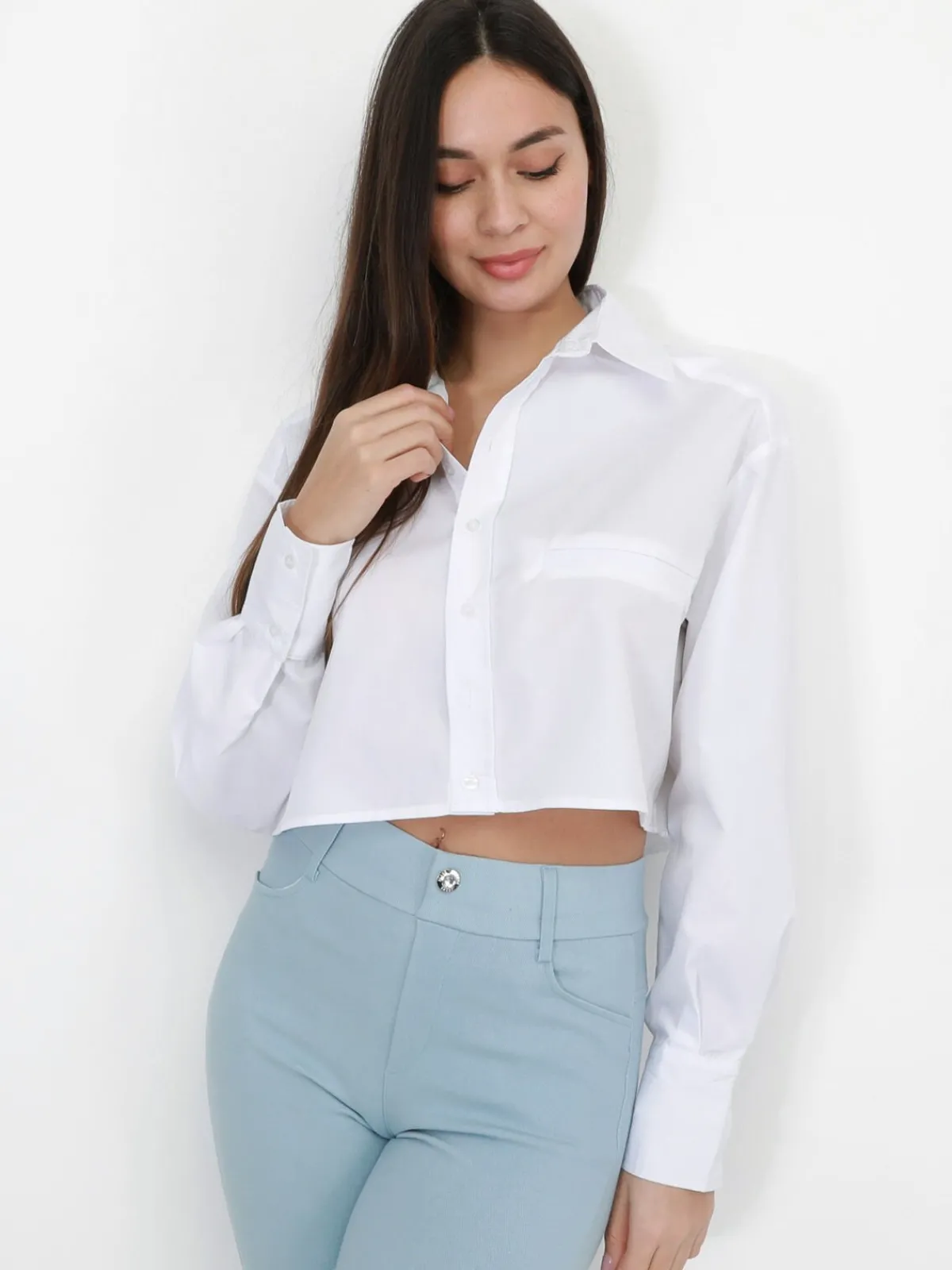 New La Modeuse Chemise cropped et ample Blanc