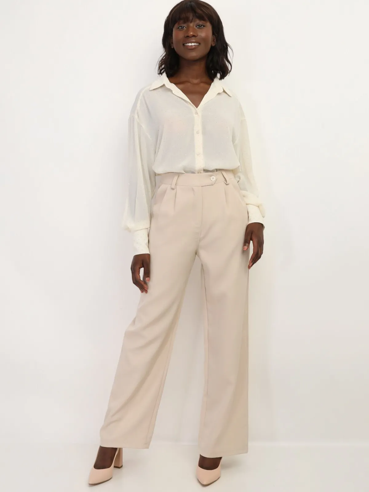 Hot La Modeuse Chemise fluide à strass Crème