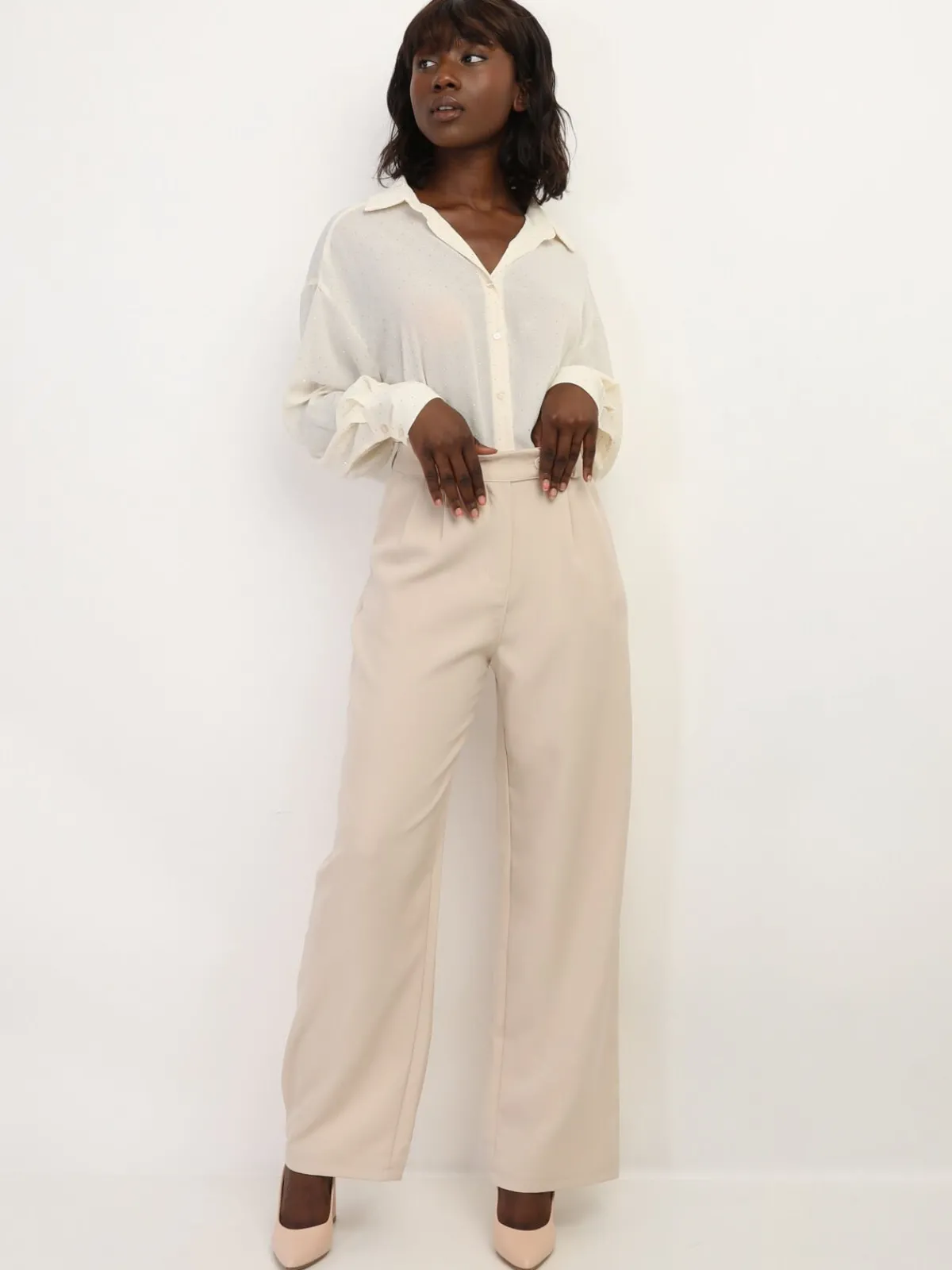 Hot La Modeuse Chemise fluide à strass Crème
