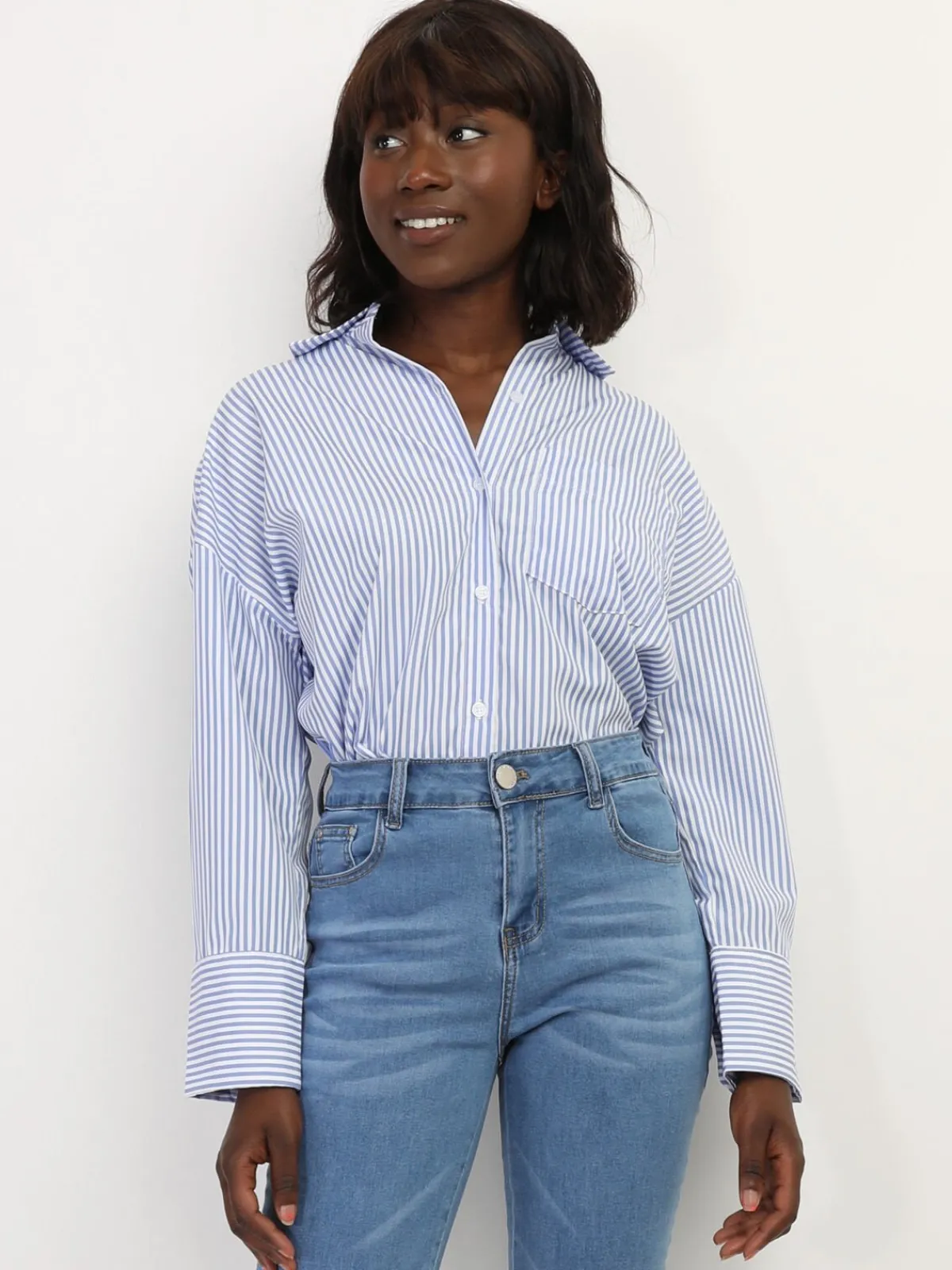 Best La Modeuse Chemise oversize à rayures BleuClair