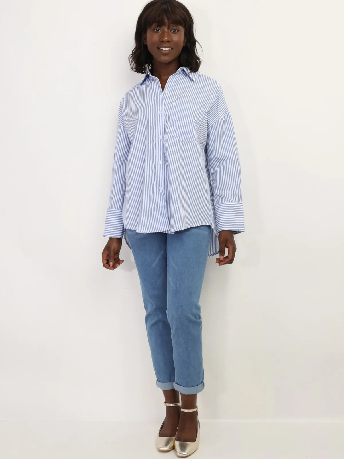 Best La Modeuse Chemise oversize à rayures BleuClair