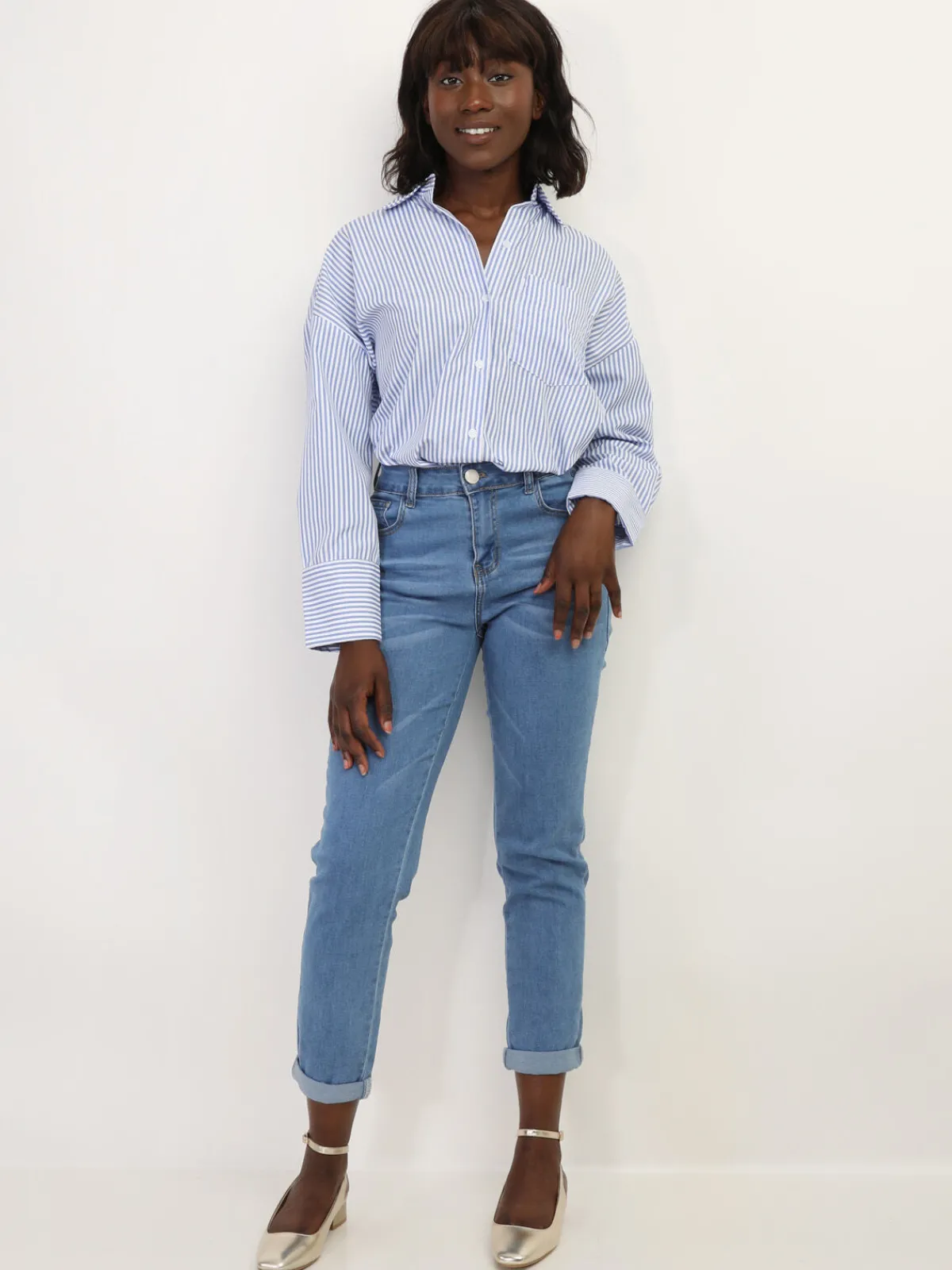 Best La Modeuse Chemise oversize à rayures BleuClair