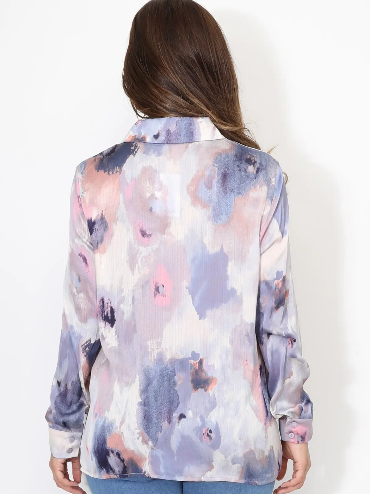 Discount La Modeuse Chemise satinée à motif aquarelle abstrait Violet