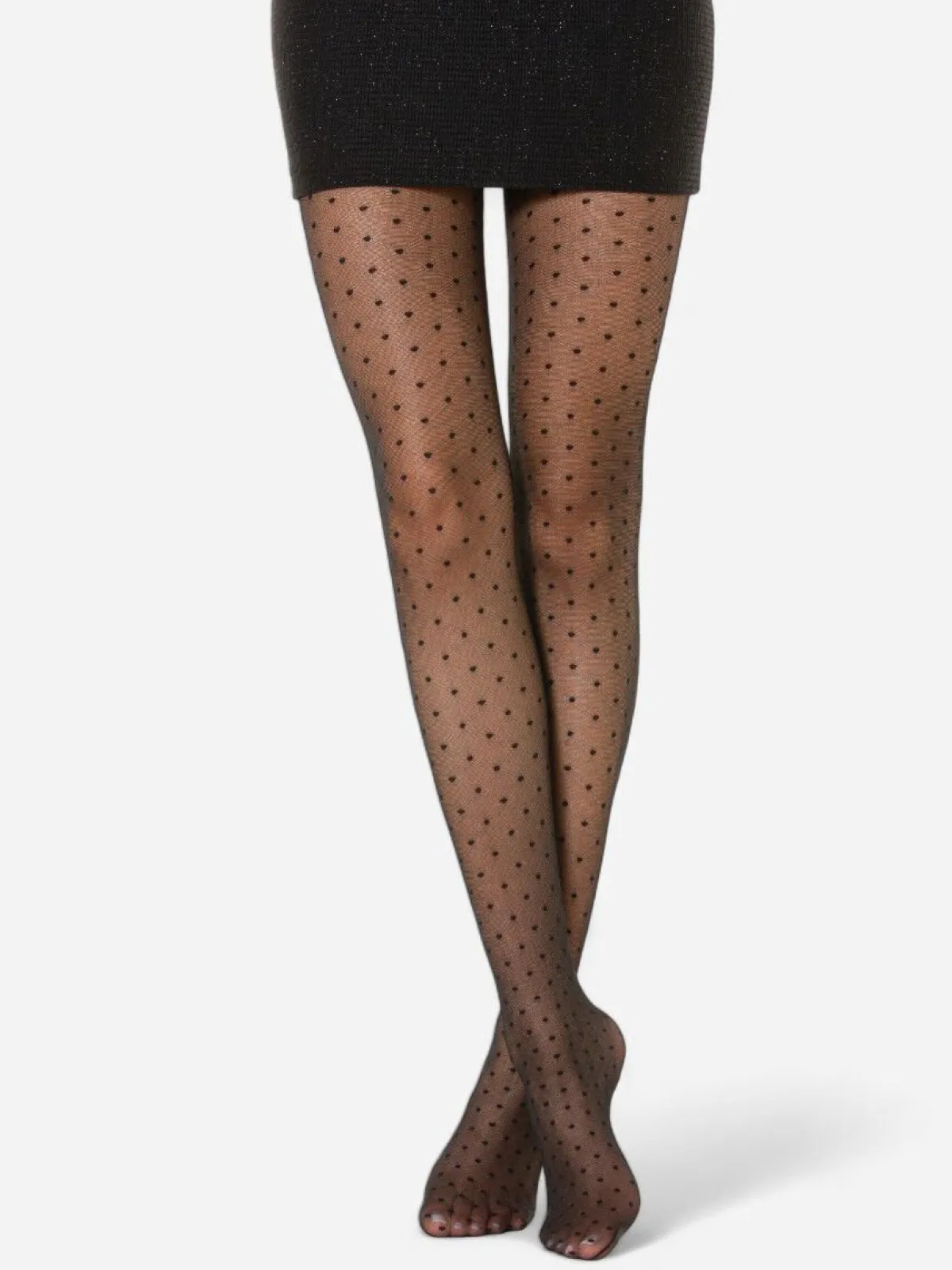 Online La Modeuse Collants à pois réguliers Noir