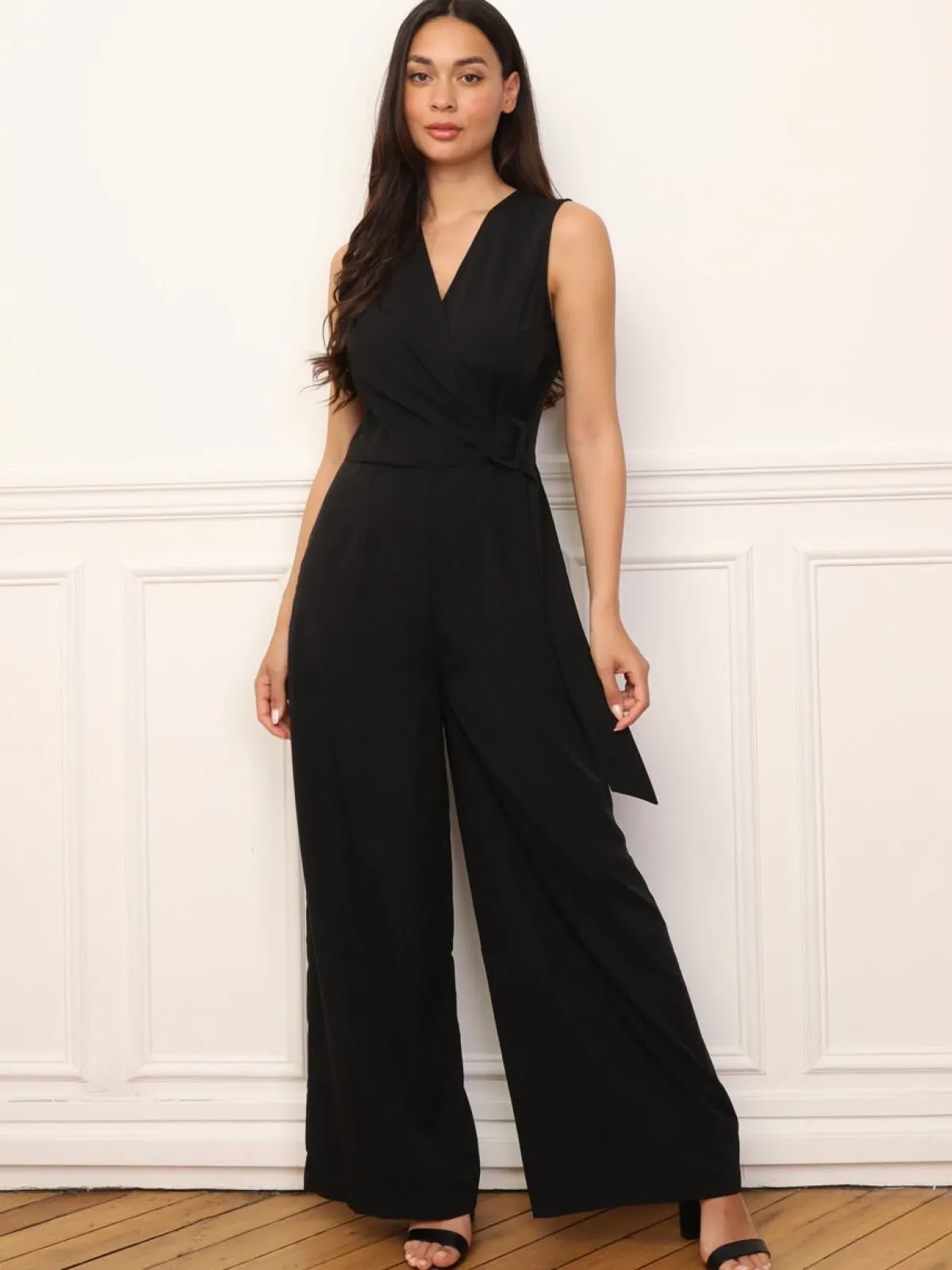 Online La Modeuse Combinaison cache-c艙ur avec ceinture Noir