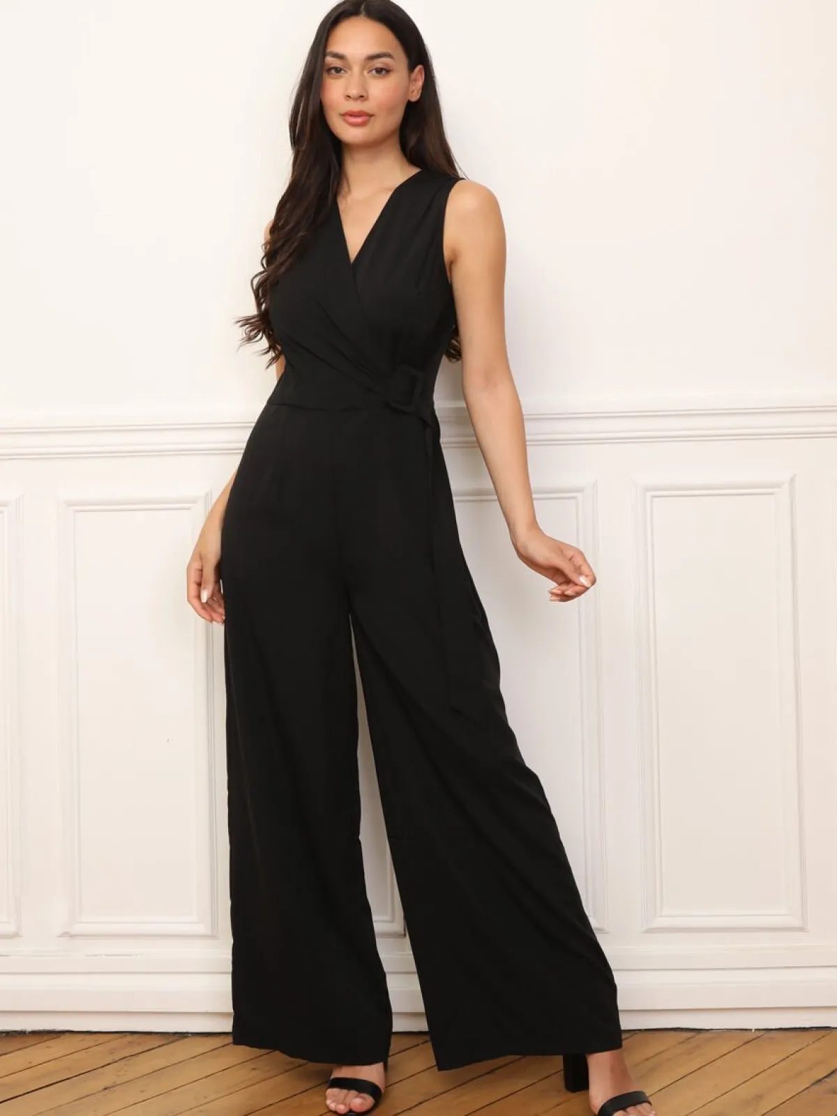 Online La Modeuse Combinaison cache-c艙ur avec ceinture Noir