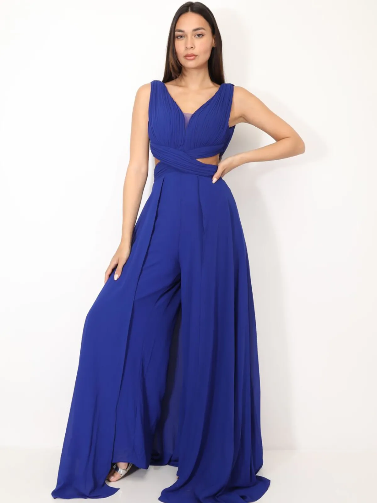 Clearance La Modeuse Combinaison cérémonie cut-out et drapée Bleu