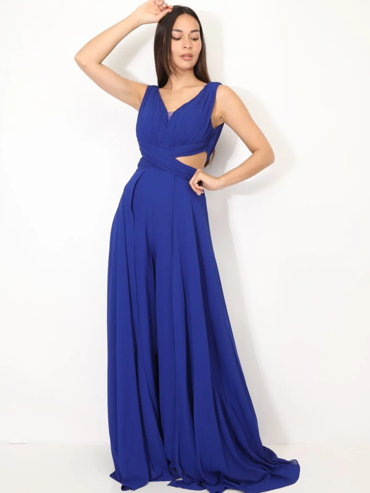 Clearance La Modeuse Combinaison cérémonie cut-out et drapée Bleu