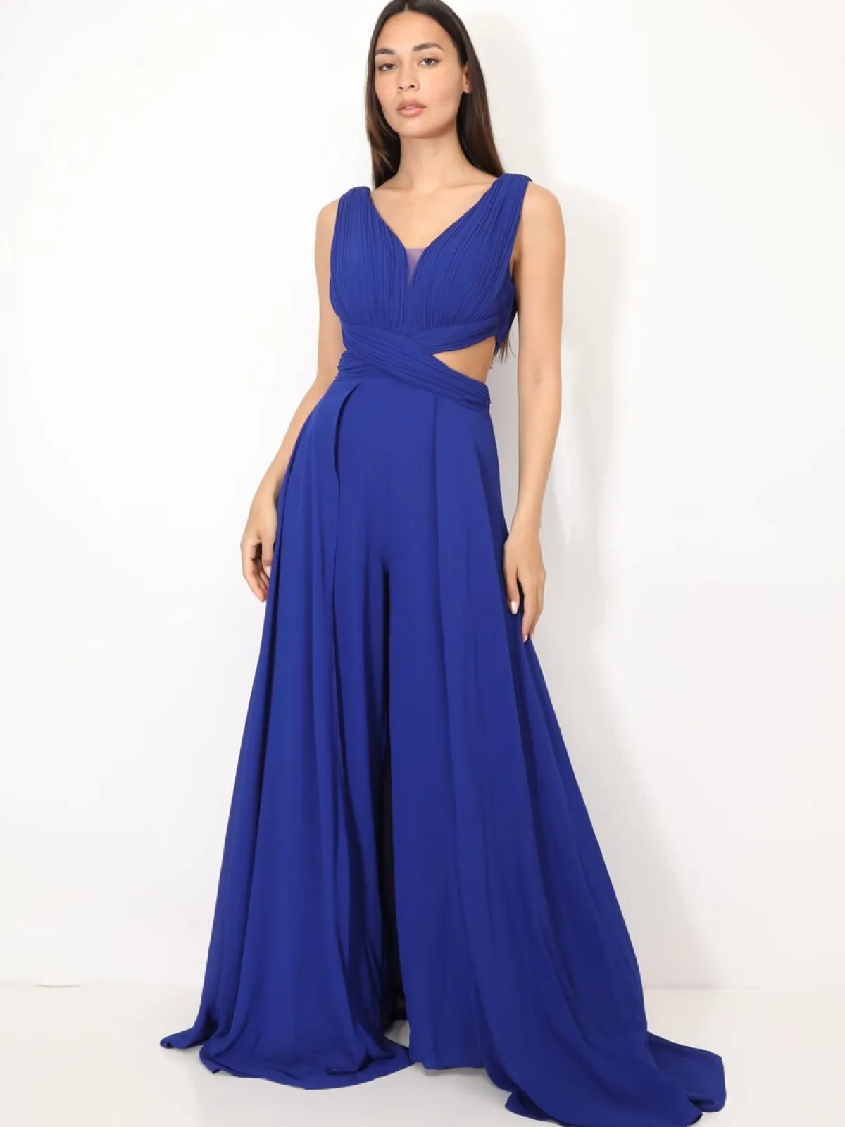 Clearance La Modeuse Combinaison cérémonie cut-out et drapée Bleu