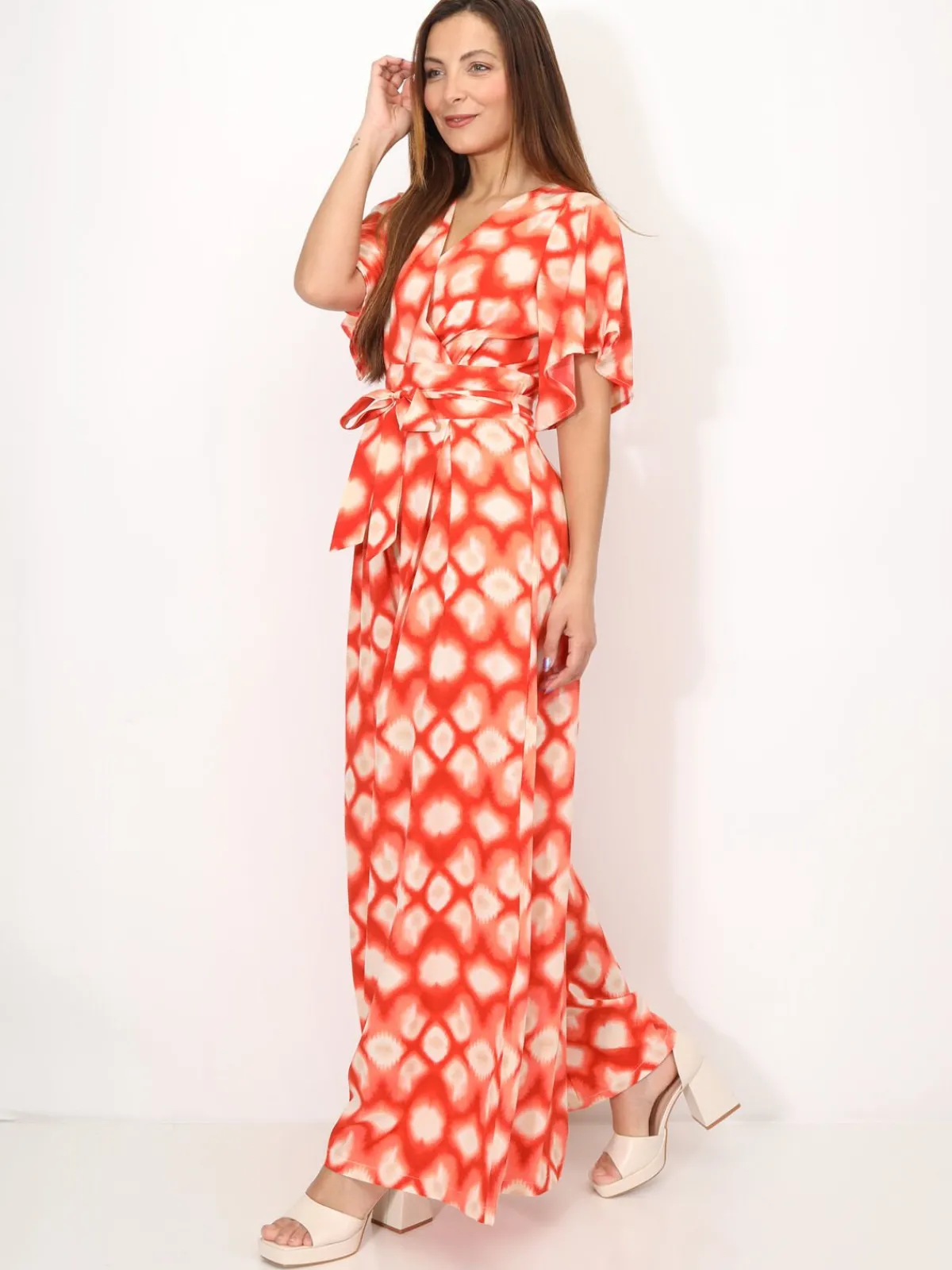 Best La Modeuse Combinaison fluide à motif rétro Orange