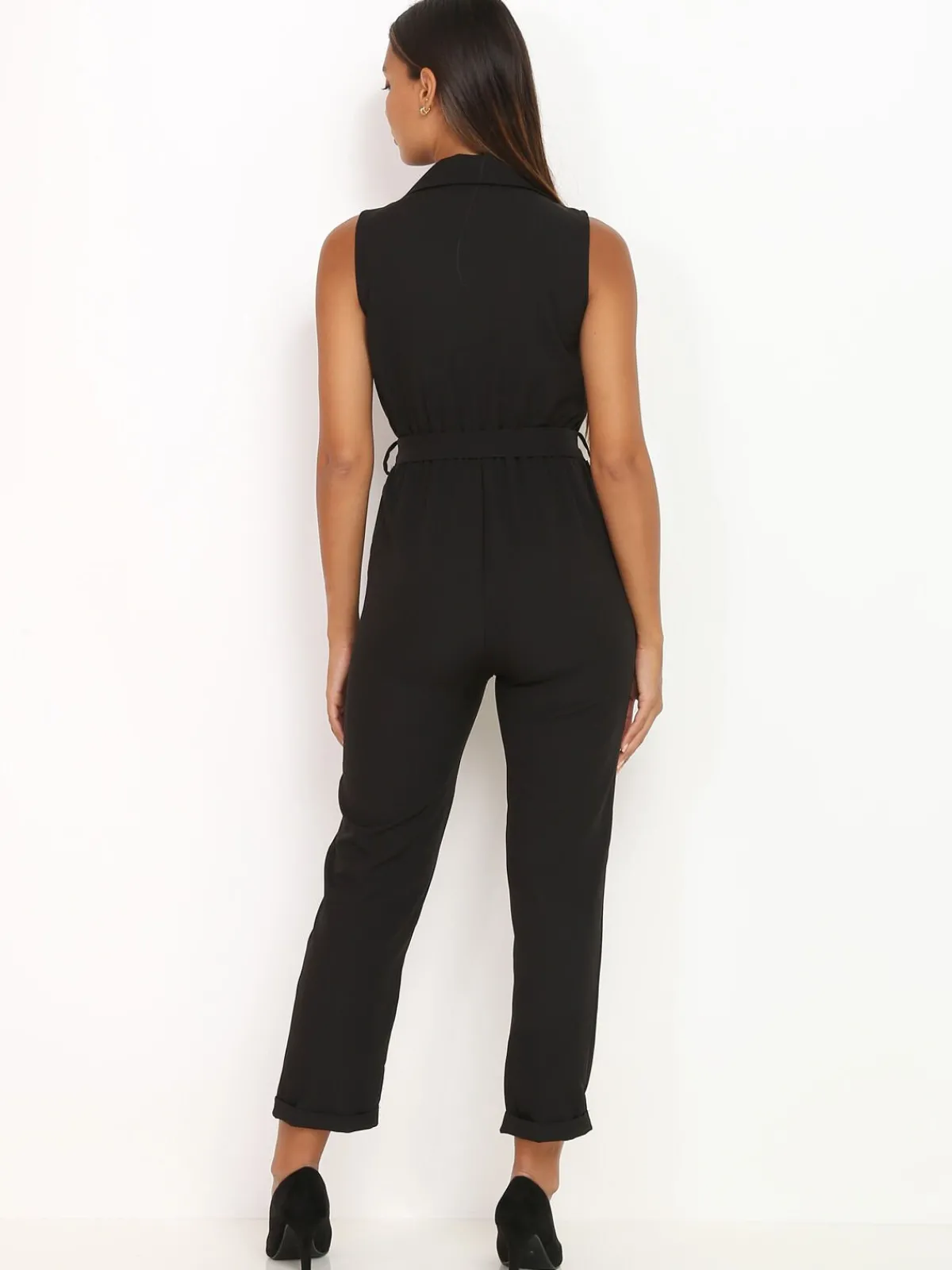 Online La Modeuse Combinaison sans manches style blazer Noir
