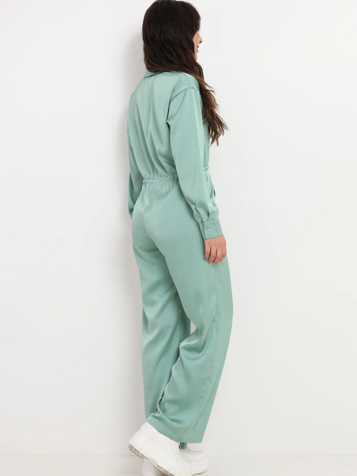 Best La Modeuse Combinaison satinée à pantalon évasé Vert