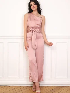 Sale La Modeuse Combinaison satinée et asymétrique VieuxRose
