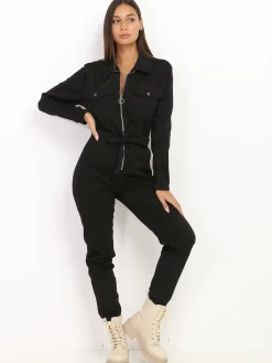 Outlet La Modeuse Combinaison style utiliaire Noir