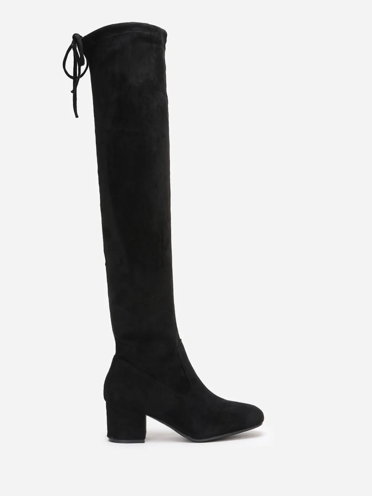 Discount La Modeuse Cuissardes à petit talon et cordon Noir