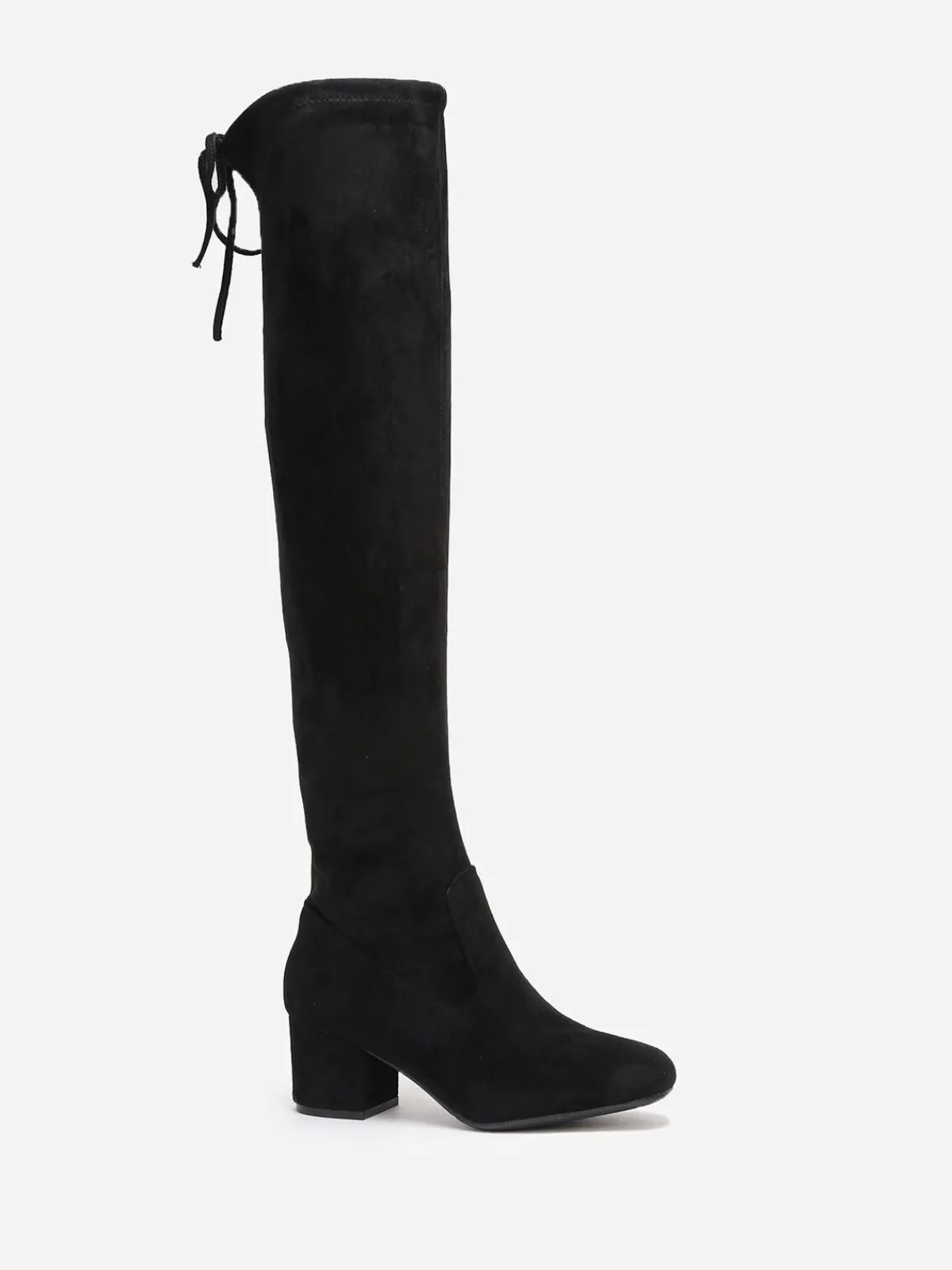 Discount La Modeuse Cuissardes à petit talon et cordon Noir