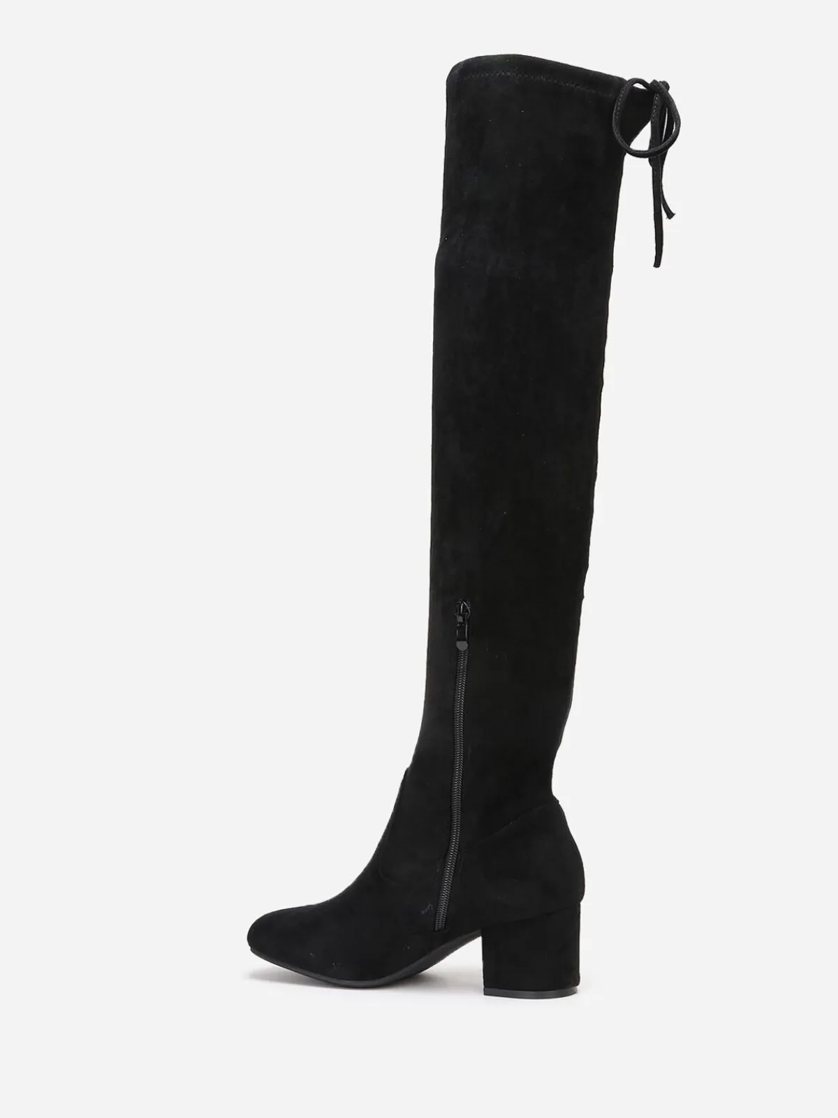 Discount La Modeuse Cuissardes à petit talon et cordon Noir
