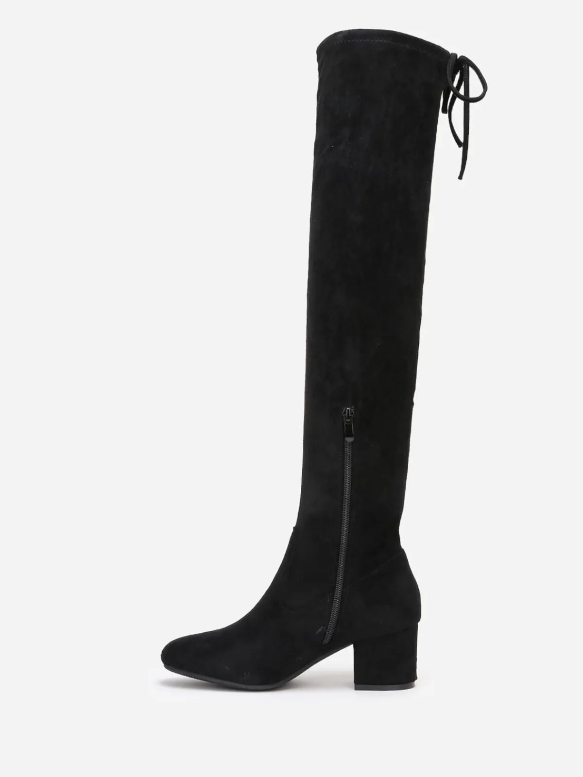 Discount La Modeuse Cuissardes à petit talon et cordon Noir