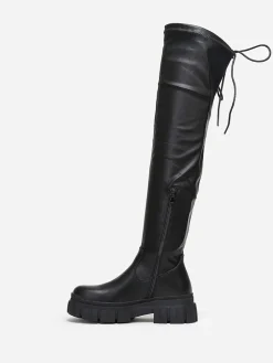 Sale La Modeuse Cuissardes  à plateforme crantée et lacet Noir