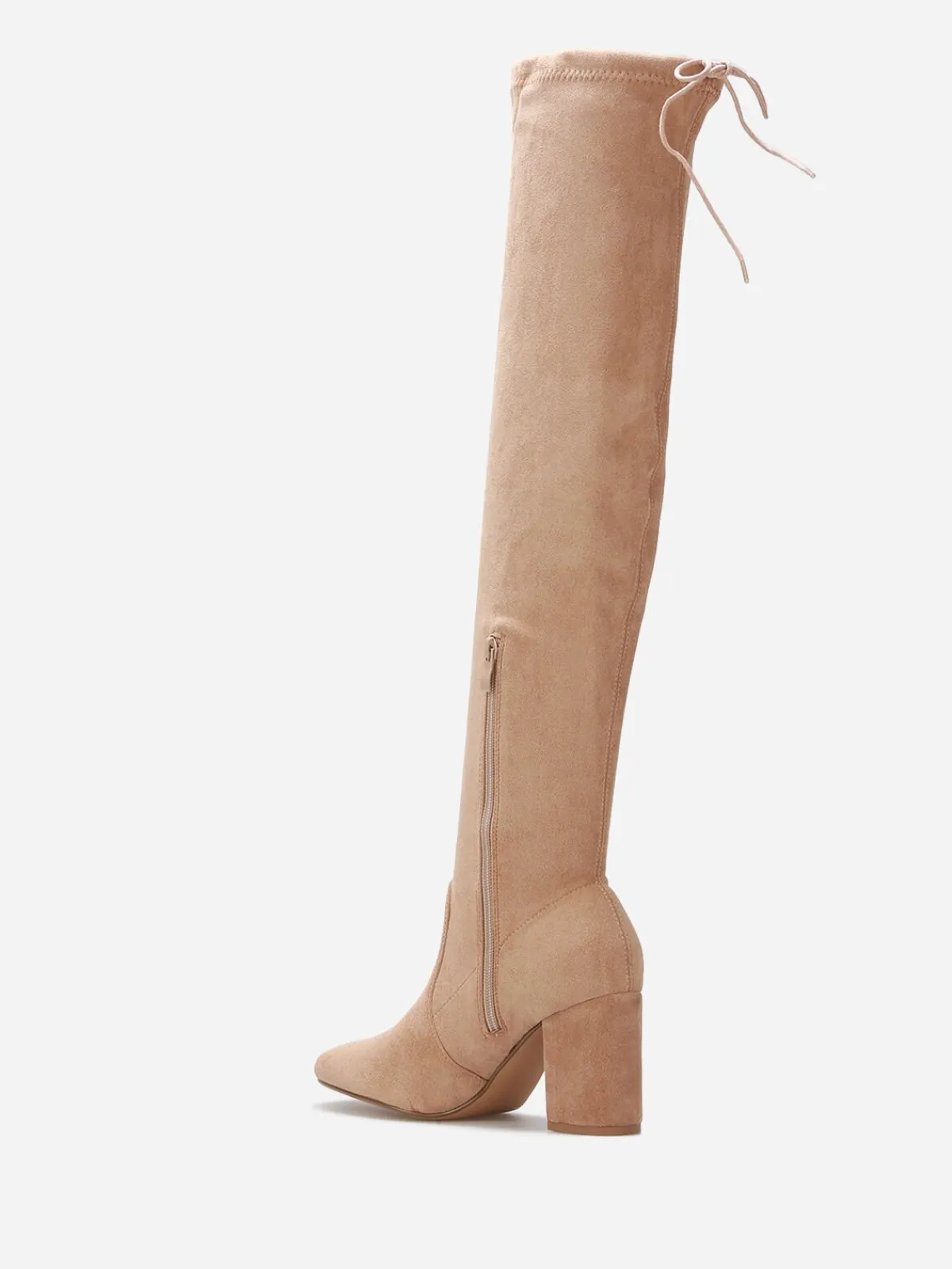 Discount La Modeuse Cuissardes à talon et cordon Taupe