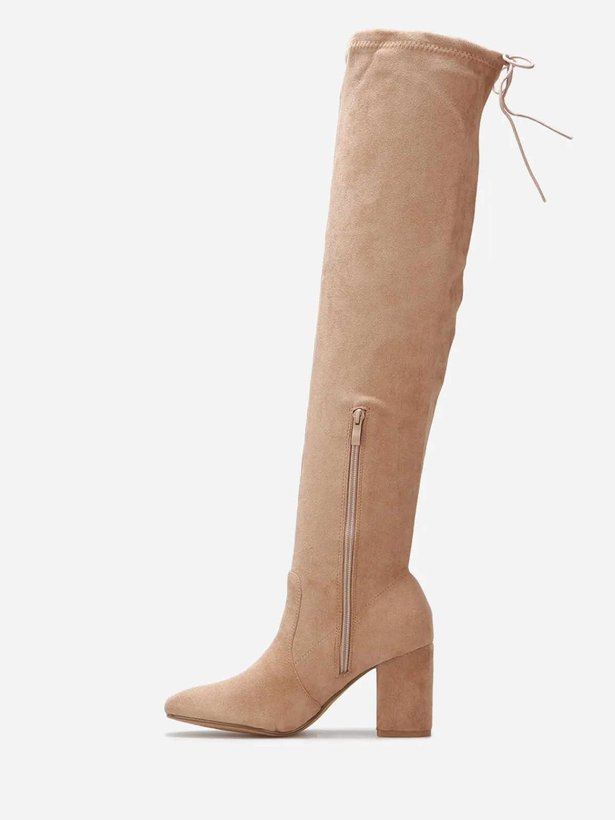 Discount La Modeuse Cuissardes à talon et cordon Taupe