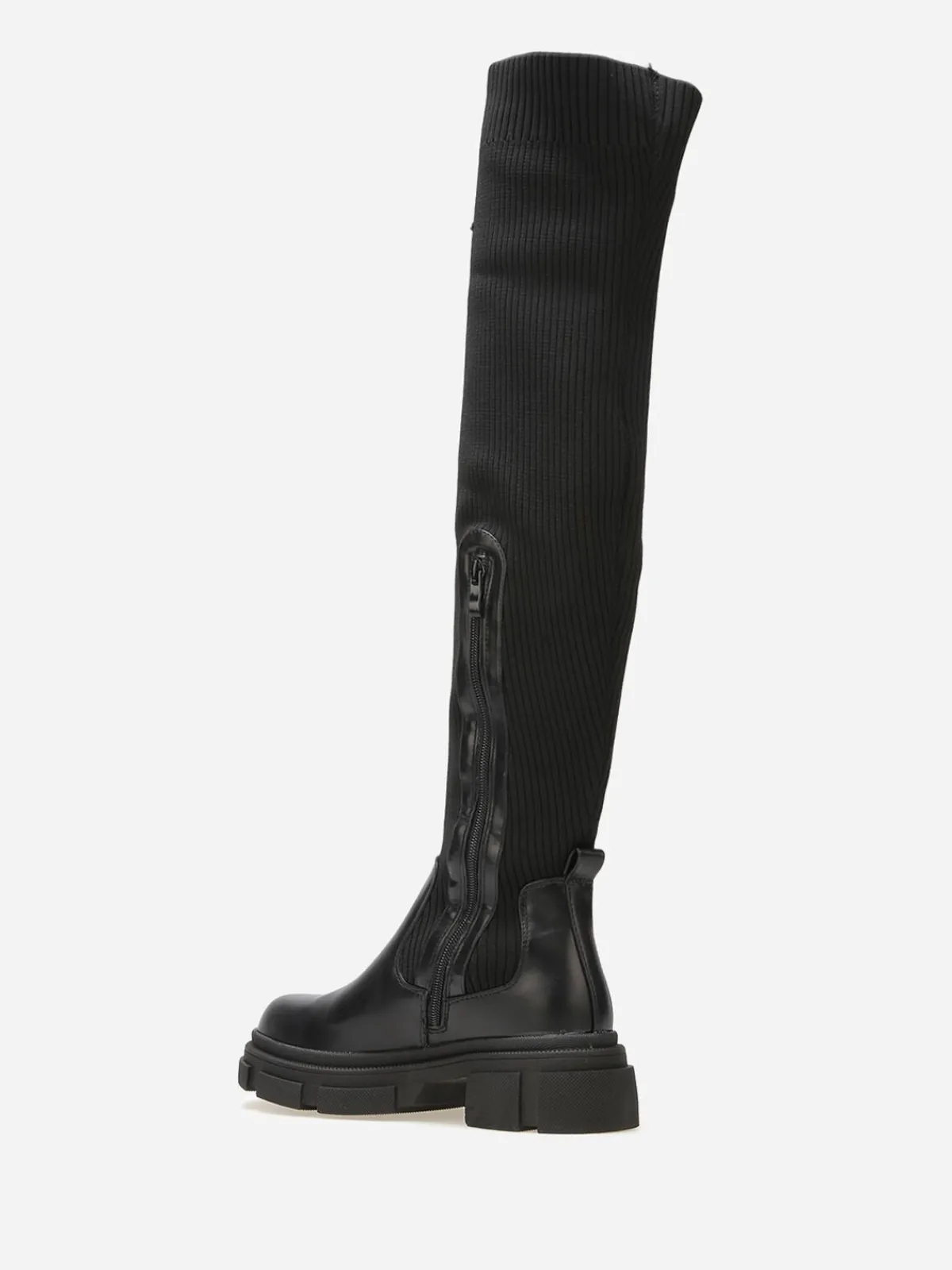 Outlet La Modeuse Cuissardes bi-matières à semelle chuncky Noir