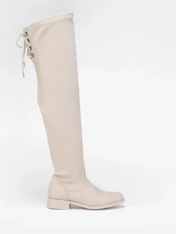 Sale La Modeuse Cuissardes en suédine à laçage Beige