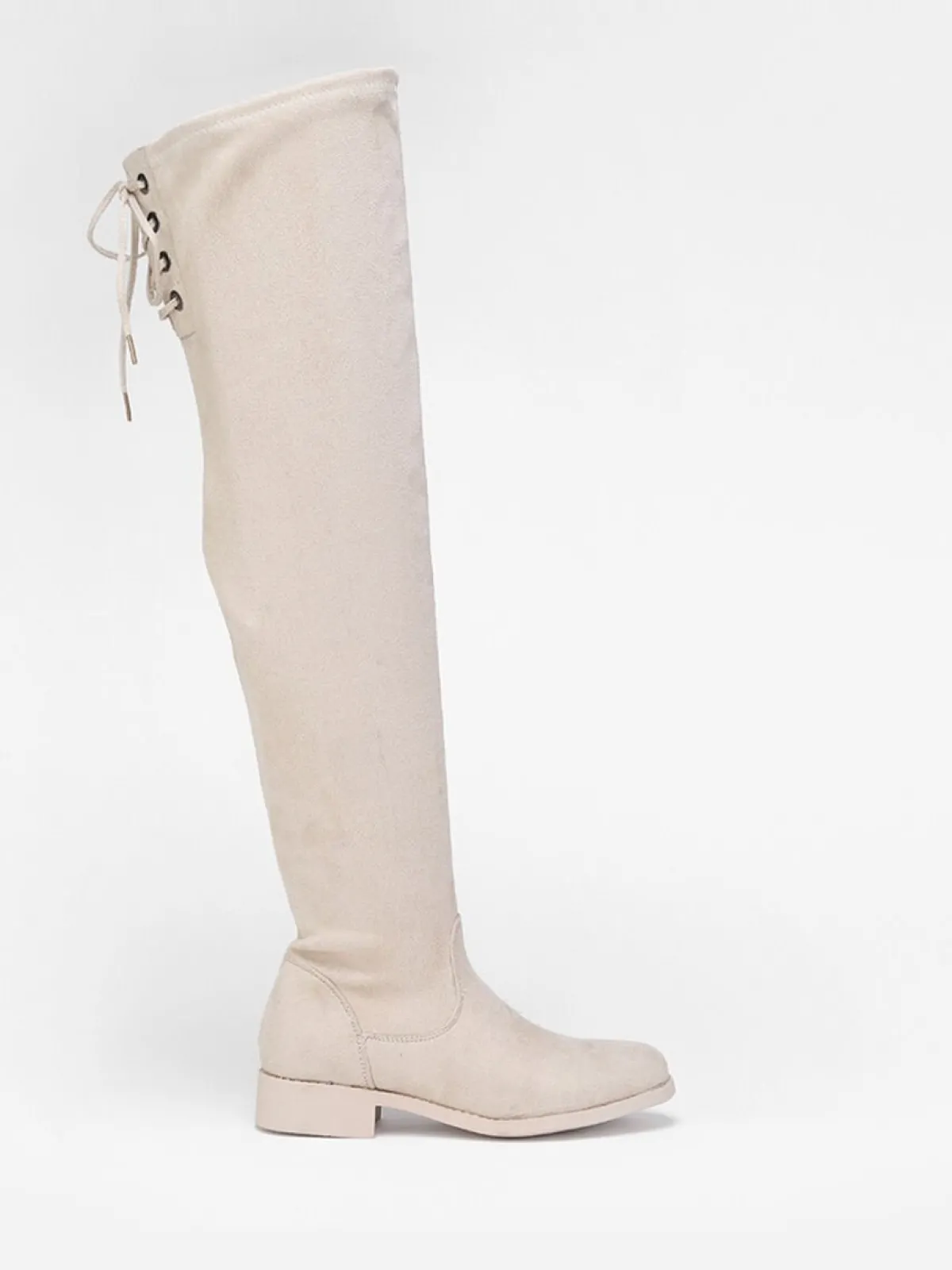 Sale La Modeuse Cuissardes en suédine à laçage Beige