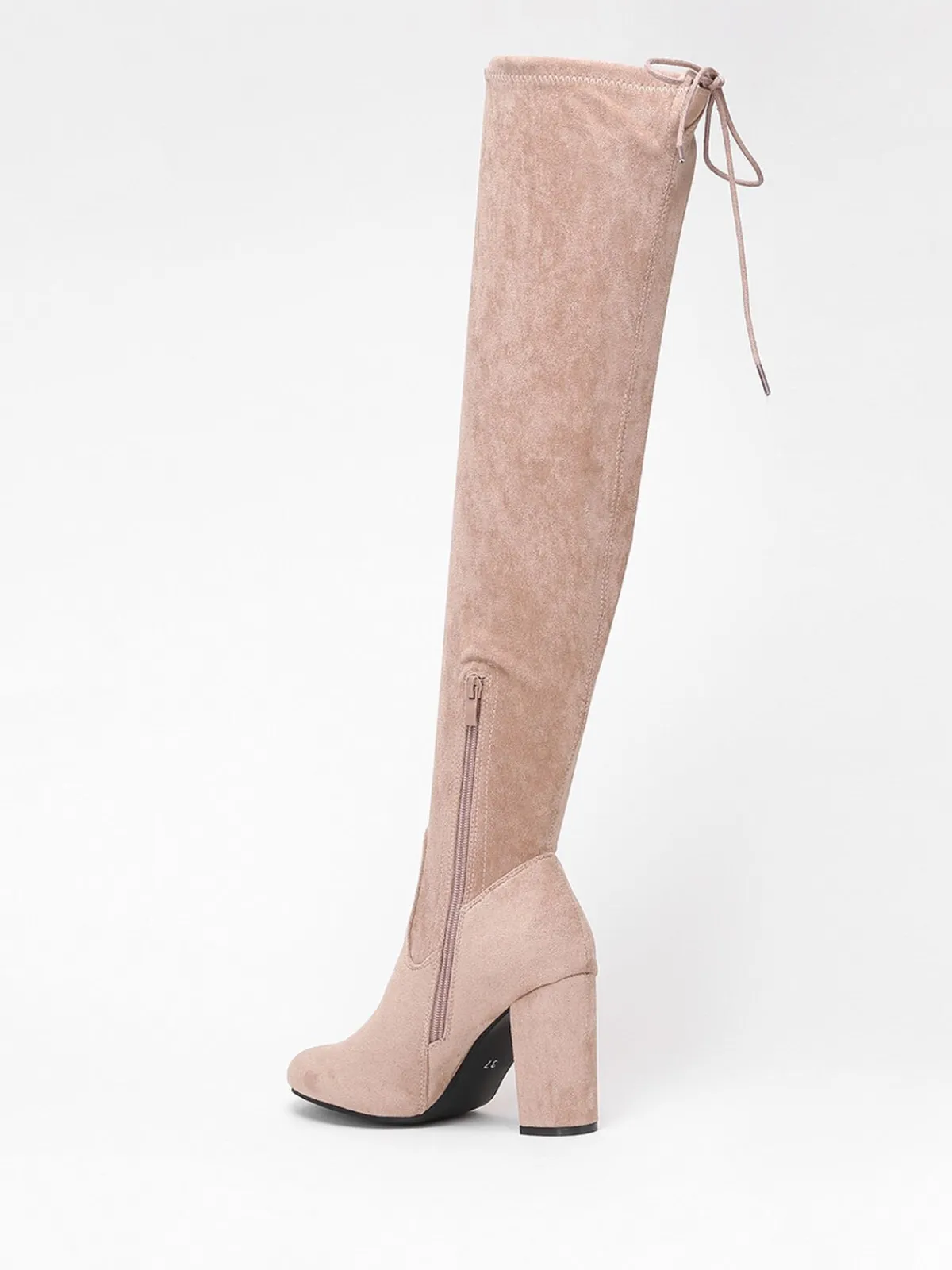 Hot La Modeuse Cuissardes en suédine à talon carré Beige