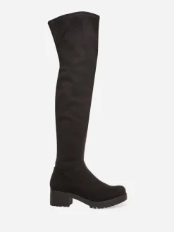 Sale La Modeuse Cuissardes en suédine avec semelle crantée Noir