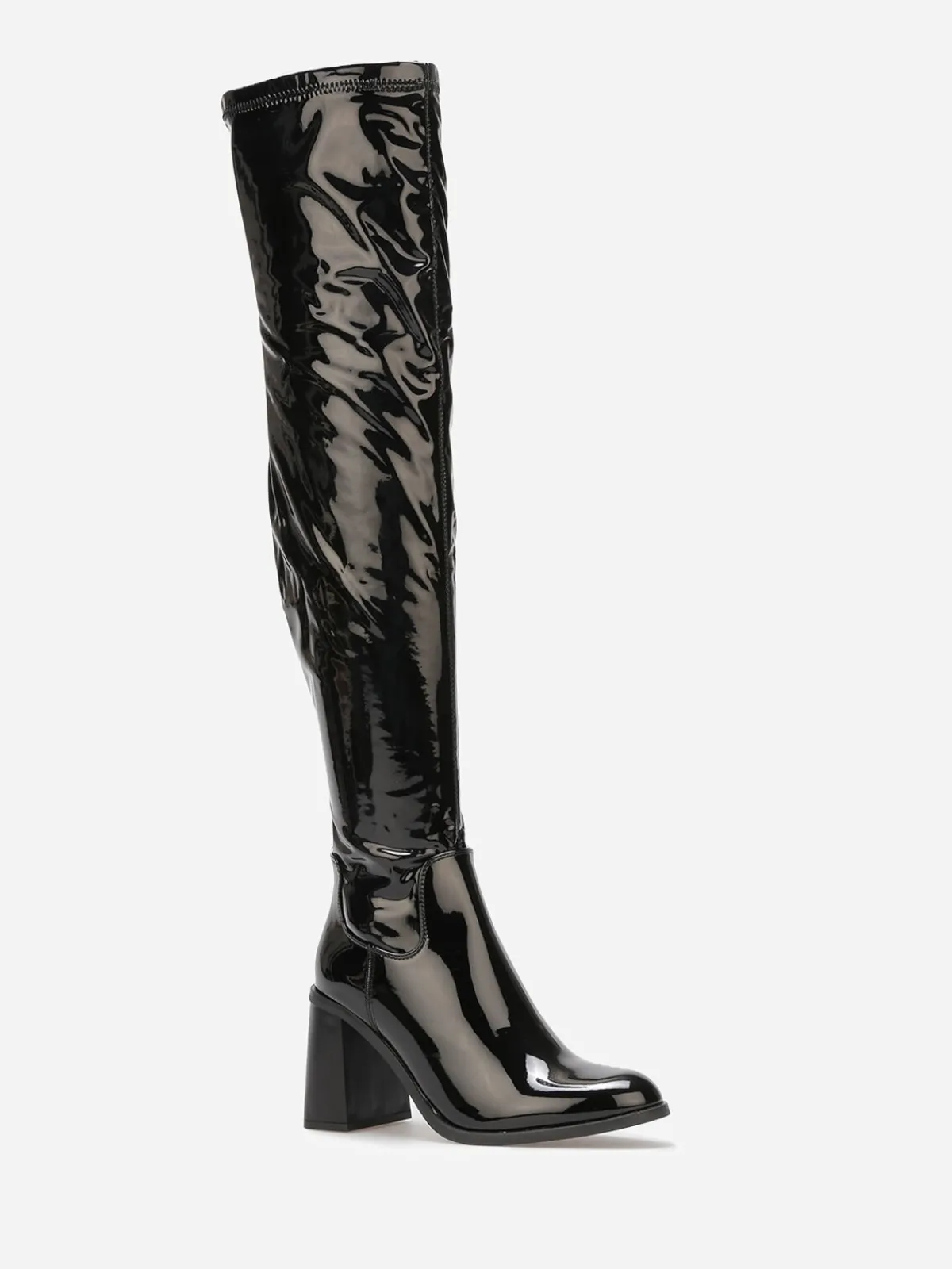Hot La Modeuse Cuissardes vernies à talon Noir