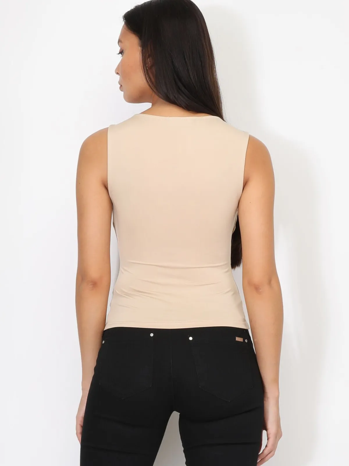 New La Modeuse Débardeur ajusté à col carré Beige