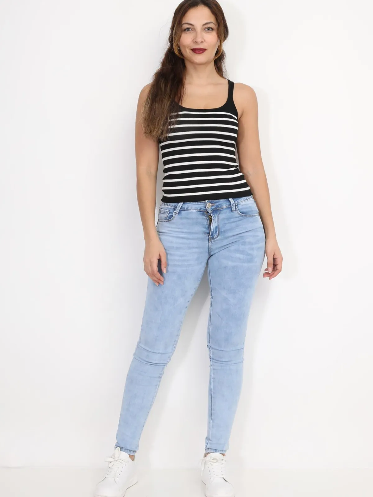 Outlet La Modeuse Débardeur marinière Noir