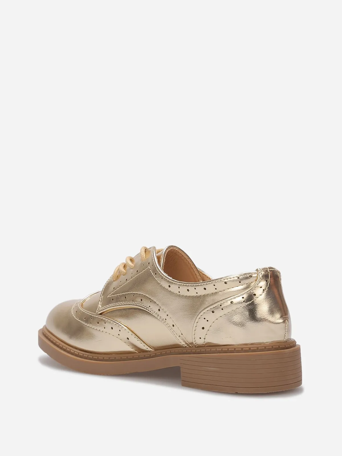 New La Modeuse Derbies en simili à détails ajourés Doré