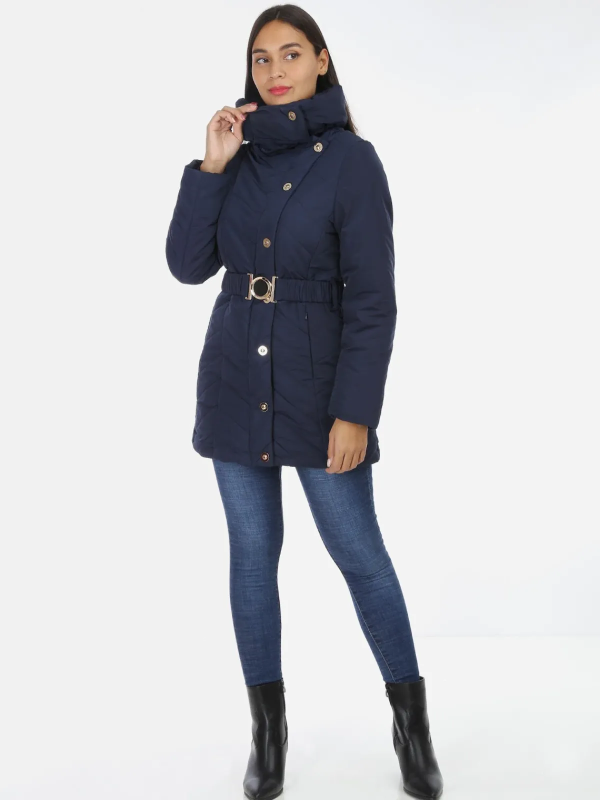 La Modeuse Doudoune à col enveloppant Bleu