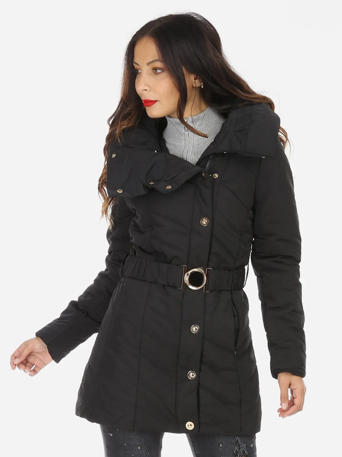 La Modeuse Doudoune à col enveloppant Noir