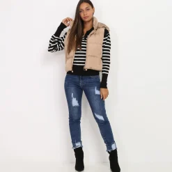 La Modeuse Doudoune sans manches courte Camel